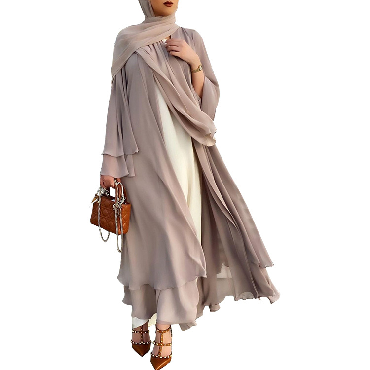 라마단 오픈 쉬폰 아바야 두바이 여성 새시 마로카인 카프 탄 이드 히잡 긴 가운, 이슬람 패션 의류 터키 스타일